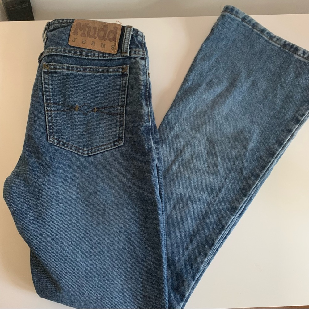 mudd y2k low rise boot cut medium wash jeans